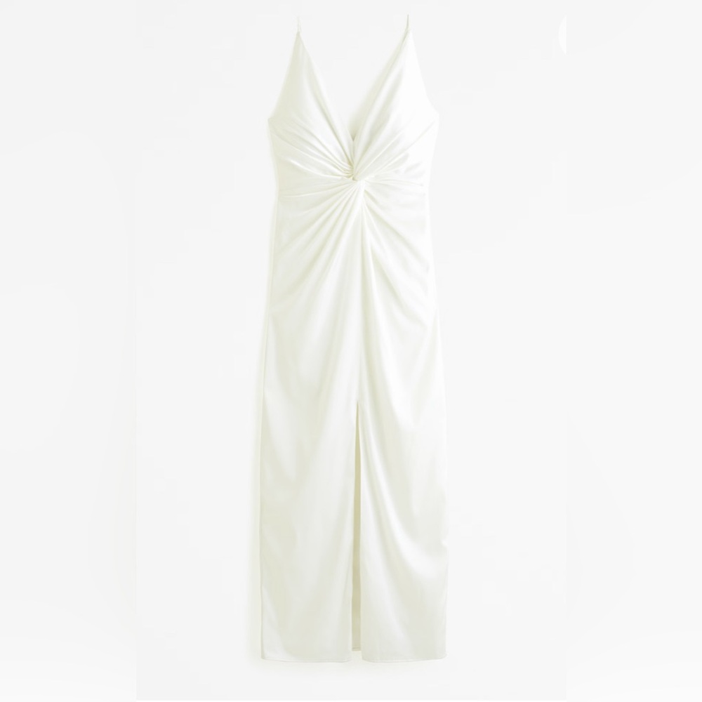 Abercrombie & Fitch White Draped Twist-Front Maxi Dress New!